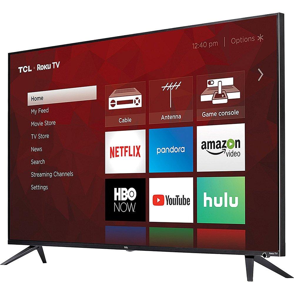 TCL TCL 65R617 65-inch Class 6-Series 4K HDR Roku Smart TV Bundle Alto 7+ 2.1 Channel Sound Bar, Wireless Keyboard, Deco Mount Wall Mount Kit and 6-Outlet Surge Adapter