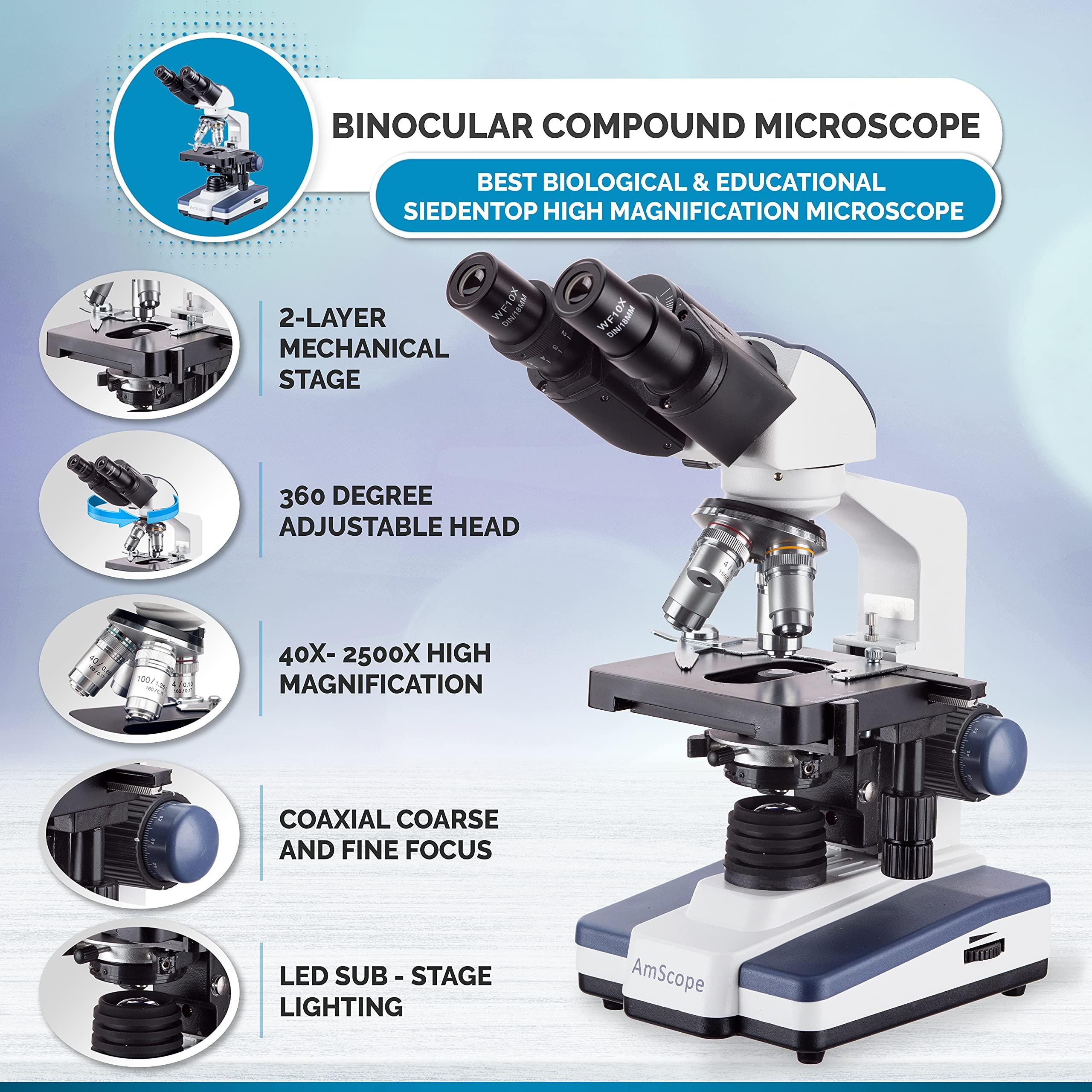 AmScope AmScope 40X-2500X Binocular LED Darkfield Microscope with Siedentopf Head