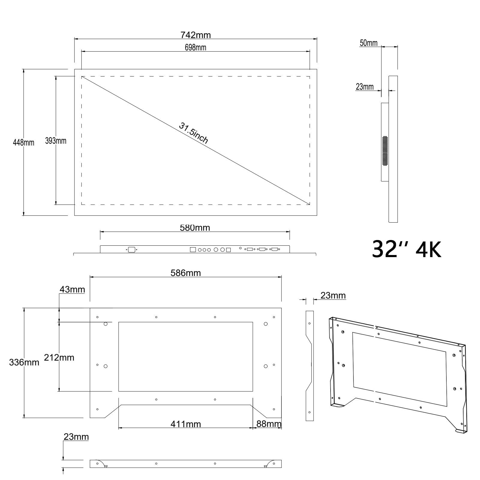 Soulaca Soulaca 32 inches 4K Touchscreen Android Bathroom Mirror LED Smart TV IP65 Waterproof UHD WiFi Bluetooth Frameless ATSC SPA Hotel 2025 Model
