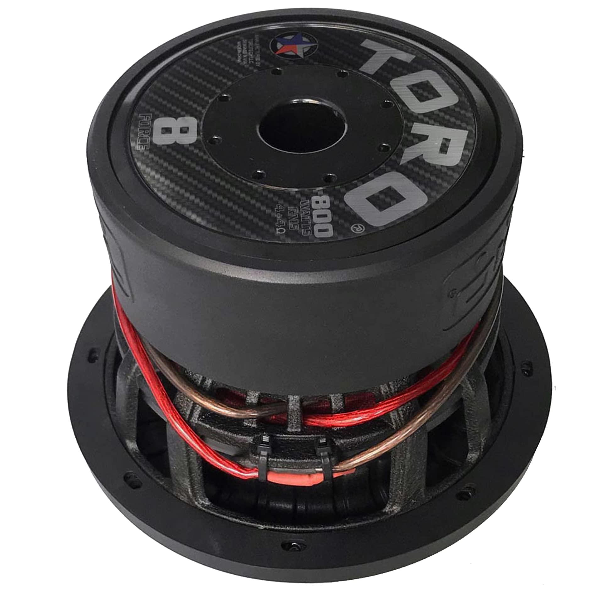 TORO TECH TORO TECH FORCE 8, 8 Inch 800 Watts RMS 1600 Watts MAX Dual 4 Ohm 2.5 Inch Voice Coil, 8 Car Audio Subwoofer for Cars, Trucks, Jeeps, Boats, Off Road with Hard Hitting Bass (Sold As Each)
