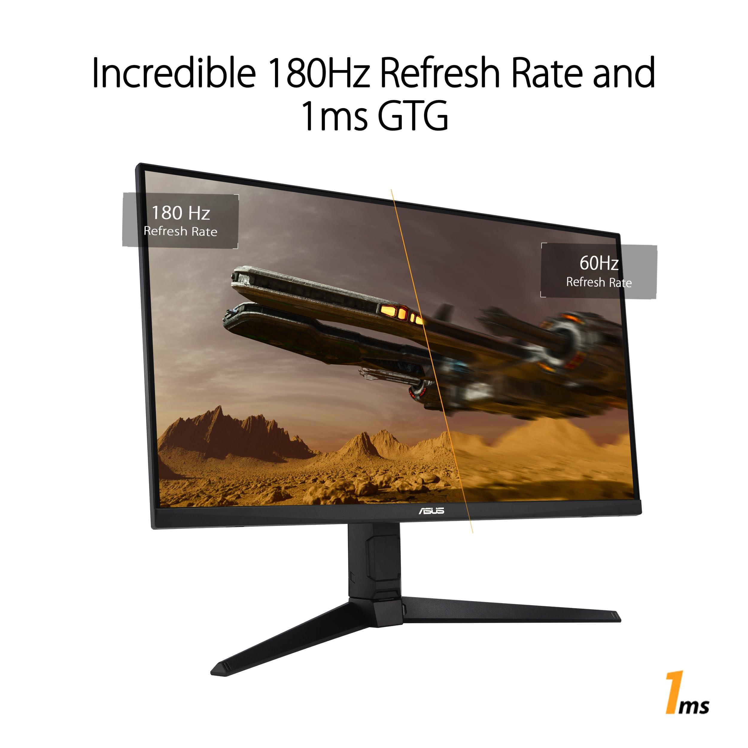 ASUS ASUS TUF Gaming 27 1440P Monitor (VG27AQL3A) - QHD (2560 x 1440), 180Hz, 1ms, Fast IPS, Extreme Low Motion Blur SYNC, G-SYNC Compatible, Freesync Premium, 130% sRGB, DisplayHDR 400, 3 Year Warranty
