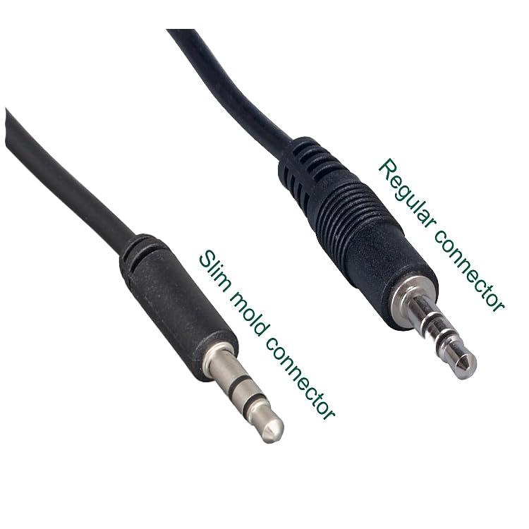 CableWholesale Slim 28 AWG 3.5mm Stereo Male to Male Aux Cable, Black, 3 Feet