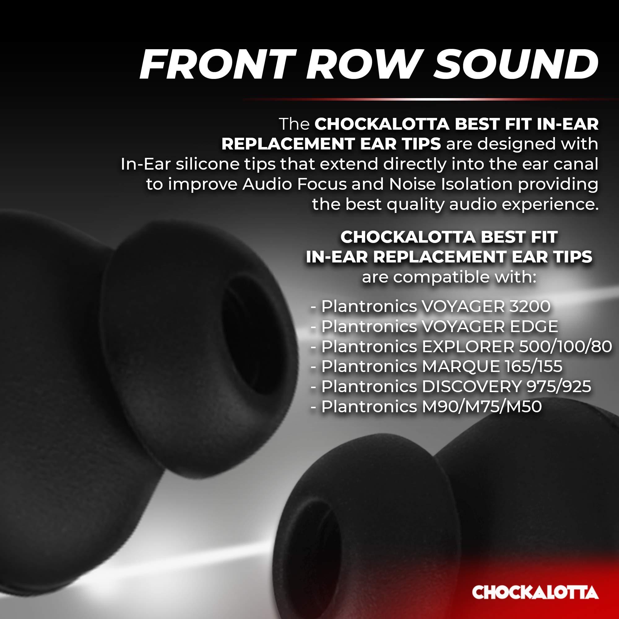 CHOCKALOTTA CHOCKALOTTA in-Ear Replacement Ear Tips Upgrade Compatible with Plantronics Poly Voyager 3200 / Edge (Fits Plantronics Explorer/Marque/Discovery/M Series Headsets) (LEFT Ear, Large - 3pcs)