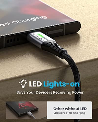 INIU USB C Cable, INIU [5 Pack 3.1A] QC Fast Charging USB Type C Cable, Nylon(1.6+3.3+3.3+6.6+6.6ft) Phone Charger USB A to USB C Cable for Samsung Galaxy S21 S20 S10 Plus Note 10 LG Google Pixel iPhone 15