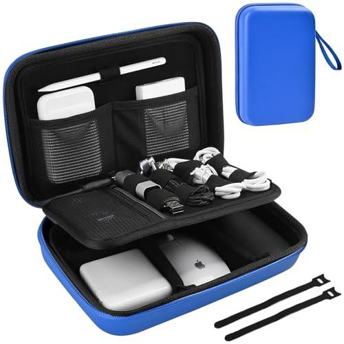 ProCase ProCase Hard Travel Electronic Organizer Case for MacBook Power Adapter Chargers Cables Power Bank Apple Magic Mouse Apple Pencil USB Flash Disk SD Card Small Portable Accessories Bag -L, Blue