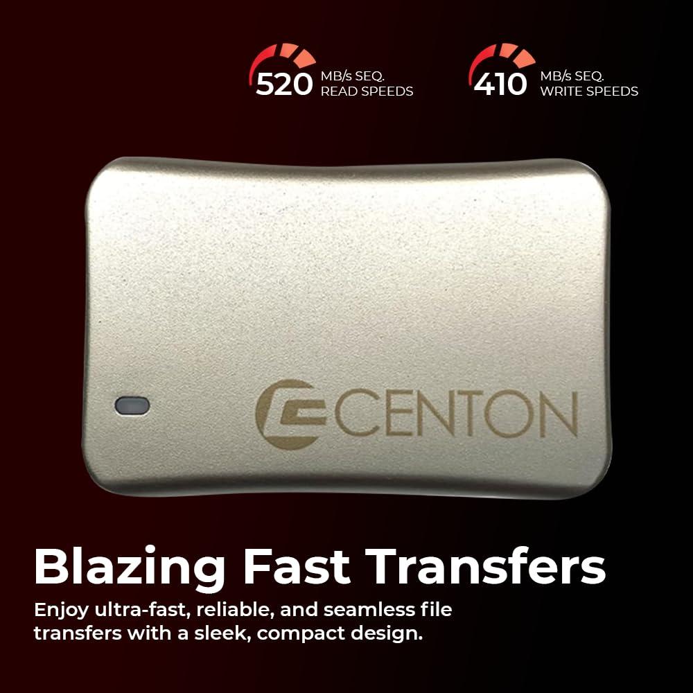 Centon Centon External SSD (Black), USB-C 3.2 Gen 2, 500GB