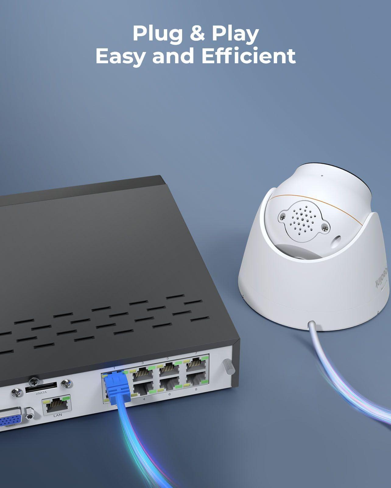 REOLINK REOLINK 12MP Commercial Security Camera System, 4pcs Outdoor PoE Security Camera Color Night Vision, 2TB HDD 8CH NVR, RLK8-1200D4-A Bundle with Trackmix PoE 4K PTZ Auto 6X Hybrid Zoomed Camera