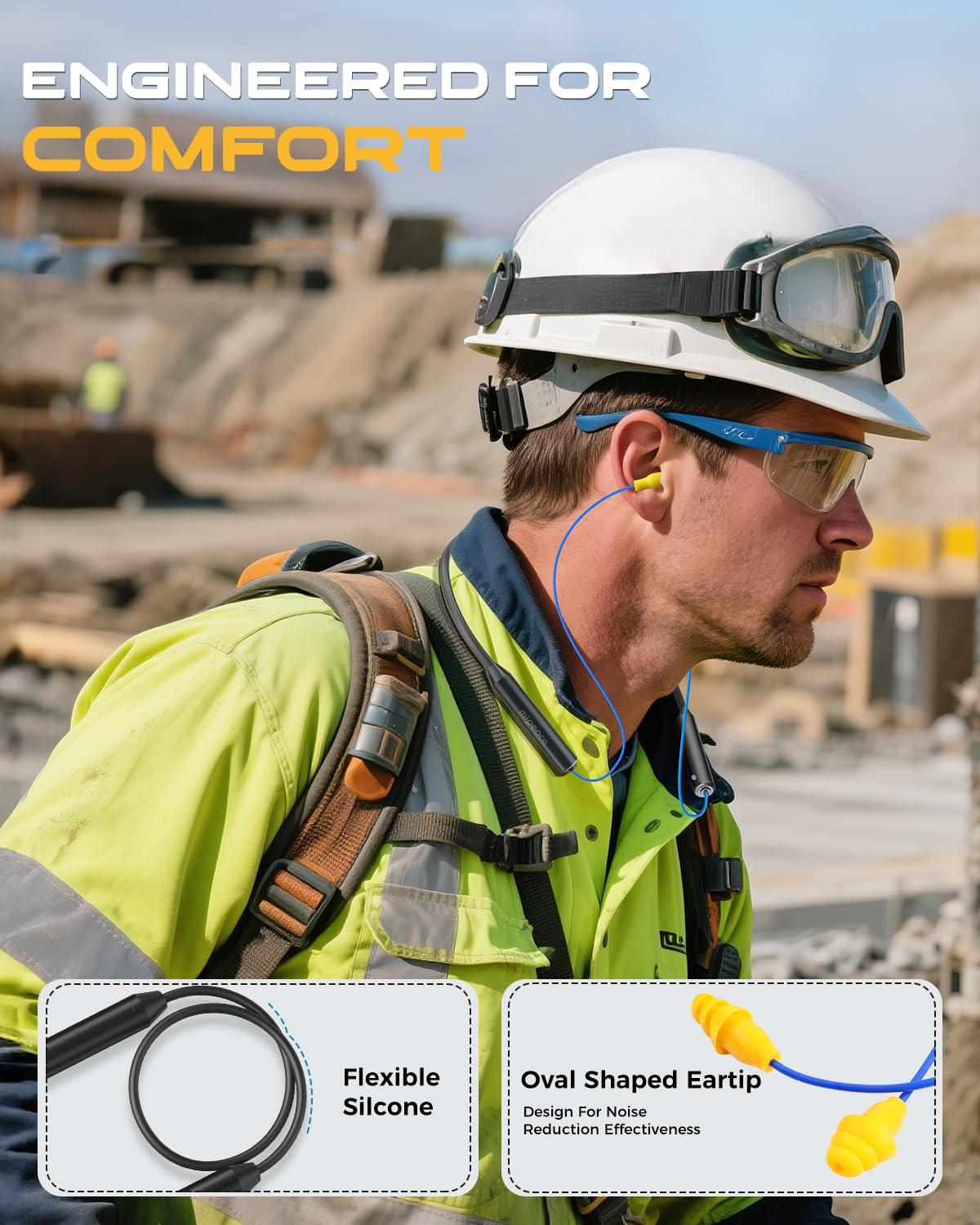 MIPEACE MIPEACE Bluetooth Earplug Headphones, Neckband Wireless Earbuds earplugs-29db Noise Reduction isolating in-Ear earplug Earphones and Controls,IPX5 sweatproof,19+Hour Battery(Blue)