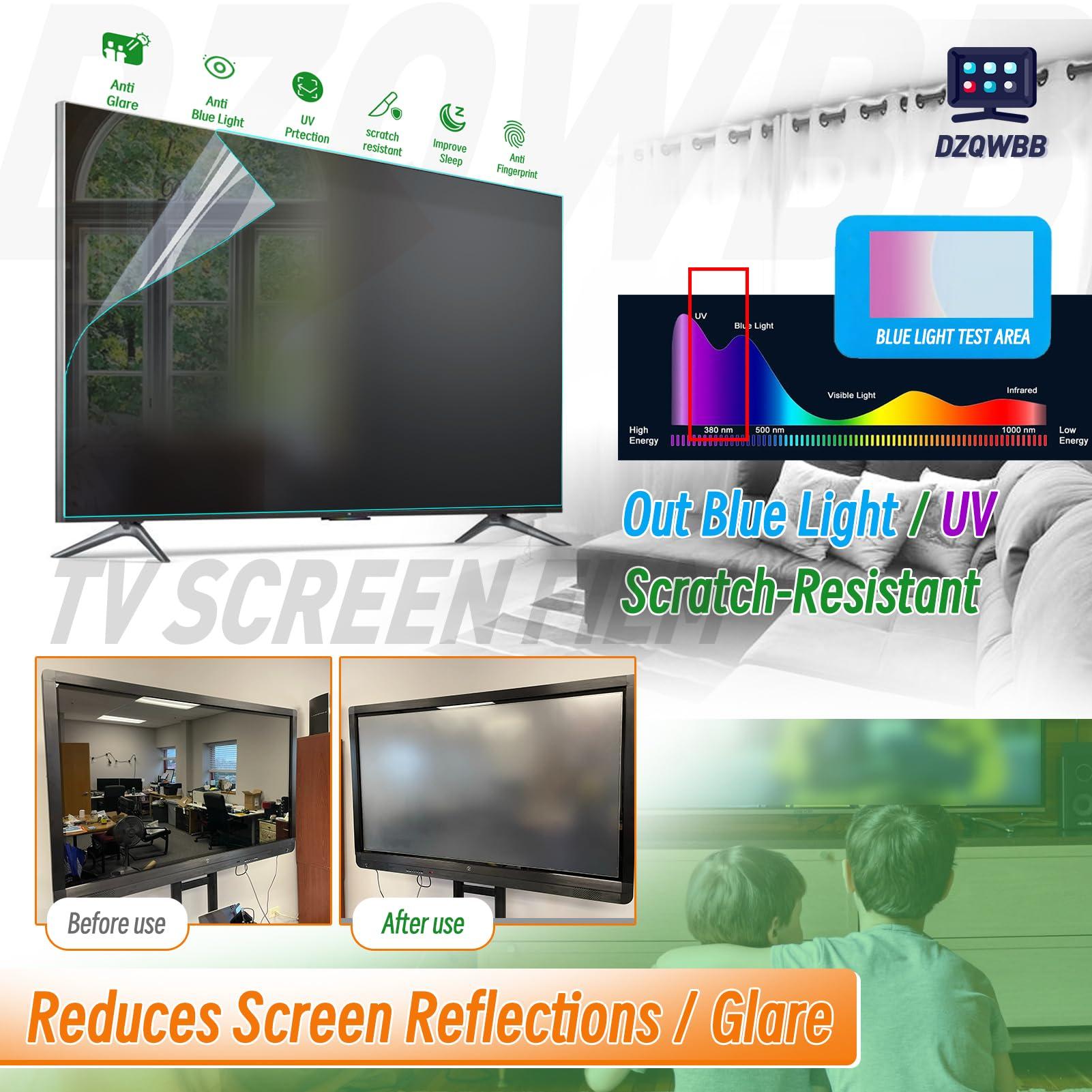 DZQWBB DZQWBB Anti Glare TV Screen Protector Film for 55 inch,Glare Anti Glare Film for TV 55 Inch,Anti Blue Light UV Filter,TV Glare Shield/Scratch-Resistant