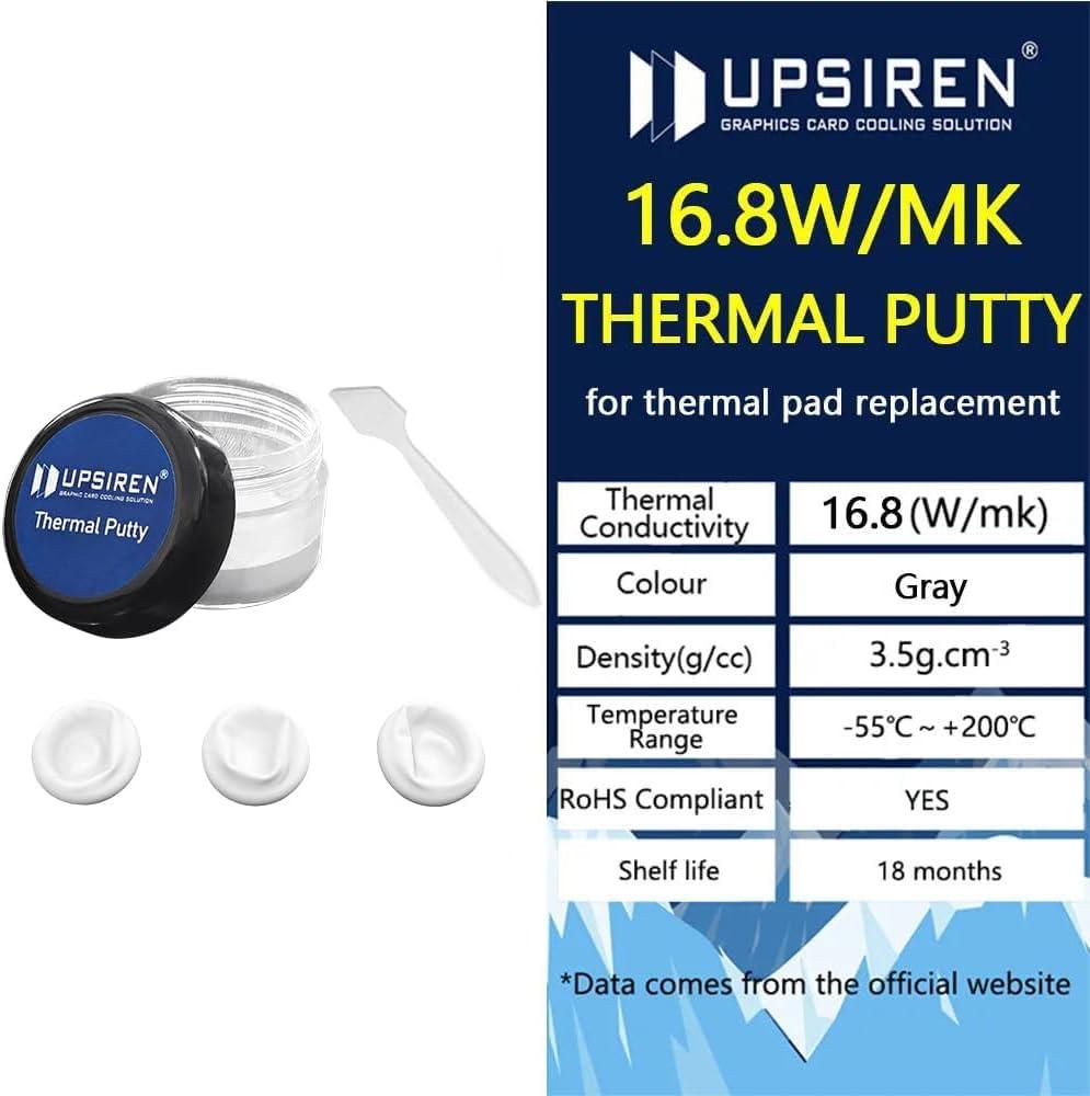 UPSIREN UPSIREN Ultra 16.8w/mk Thermal Putty for VGA GPU IC Processor Rapid Cooling Thermal Pad Replacement Heat Blocking Putty (50g)