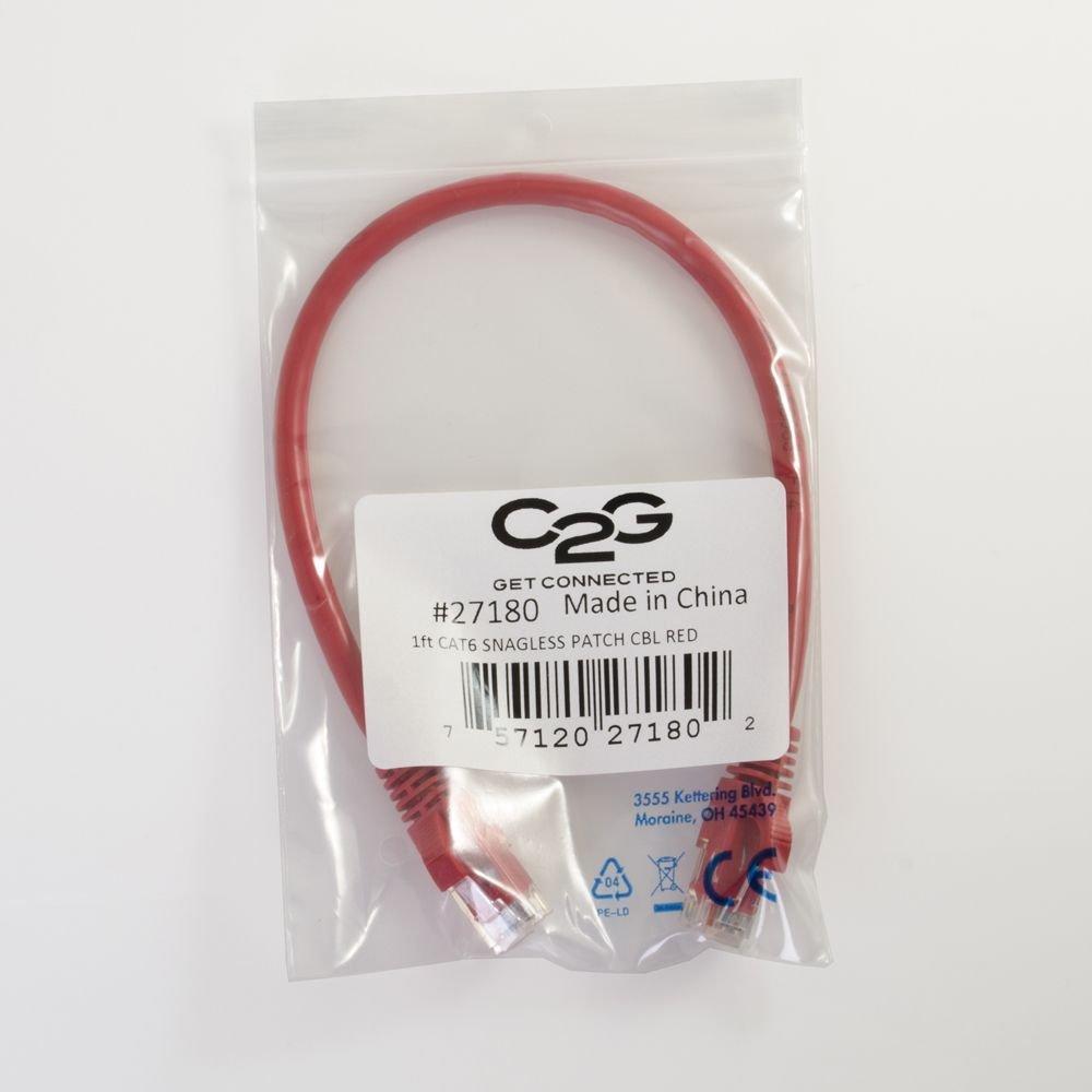 C2G C2G 31345 Cat6 Cable - Snagless Unshielded Ethernet Network Patch Cable, Red (5 Feet, 1.52 Meters)