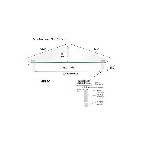 Kantek Kantek Corner Desk Glass Computer Monitor Stand Riser, 5mm Tempered Glass Platform, Holds Up to 40 Lbs, Keyboard Storage, 19.7\" X 11\" X 3.25\", Clear