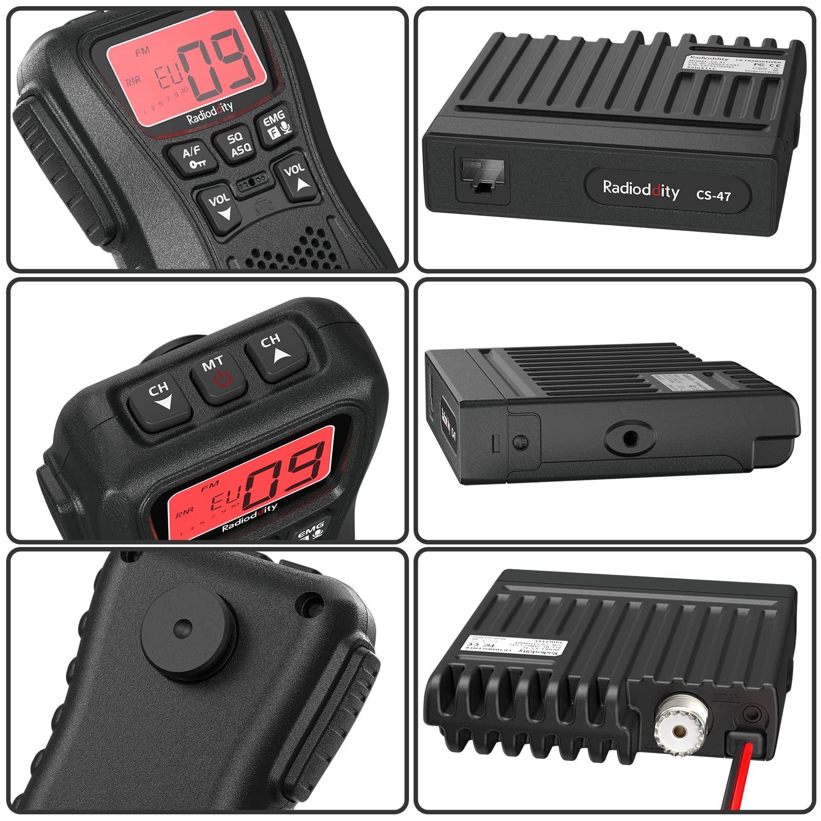 Radioddity Radioddity CS-47 Small CB Radio, AM/FM, 40-Channel, One Hander Microhone Built-in Speaker Noise Reduction, Large 7-Color Backlit LCD Display, VOX, RF Gain Long-Range for Offroad, Trucker, Backcountry