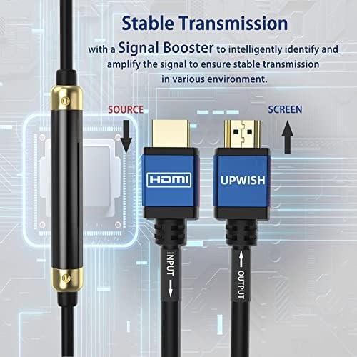 UPWISH 75ft HDMI Cable 2.0 Ultra High Speed with Signal Booster - 4K@60Hz HDR 1080P 3D - HDCP 2.2 & 18Gbps - for PS5/Xbox/TV/Projector/Soundbar - ARC/eARC, Ethernet