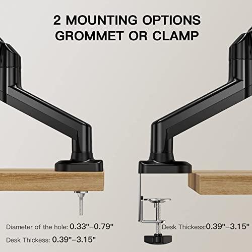 HUANUO HUANUO Dual Monitor Arm for 13 to 27 inch, Gas Spring Monitor Stands for 2 Monitors Vesa Mount with Clamp/Grommet Base, Computer Dual Monitor Desk Mount for up to 17.6 lbs per Arm