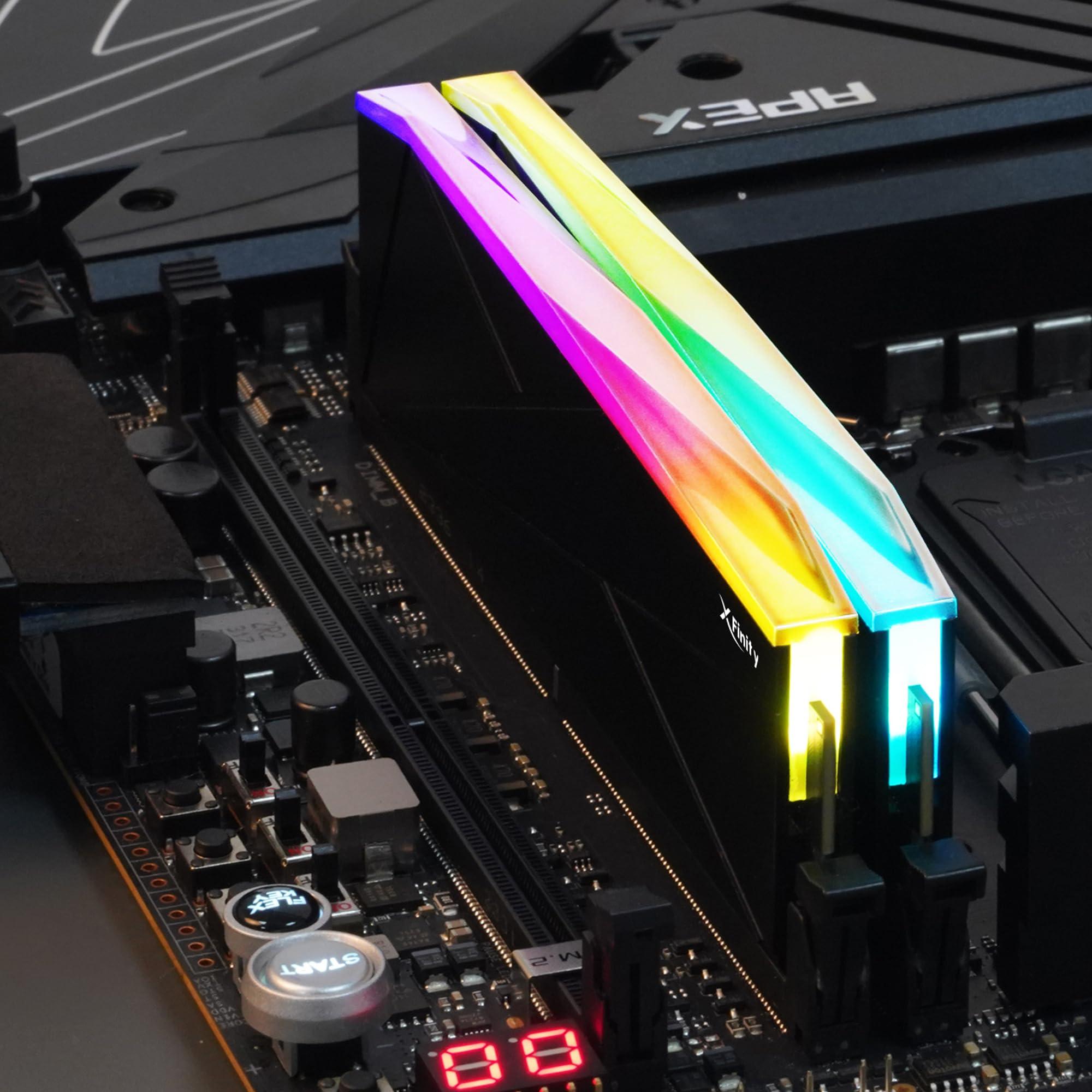 V-COLOR COLOR YOUR LIFE V-Color DDR5 Manta XFinity 48GB (24GBx2) 8800MHz CL42-56-56 1.45V SK Hynix IC RGB Desktop Computer Gaming Memory CUDIMM (TMXFCL2488842KGK)