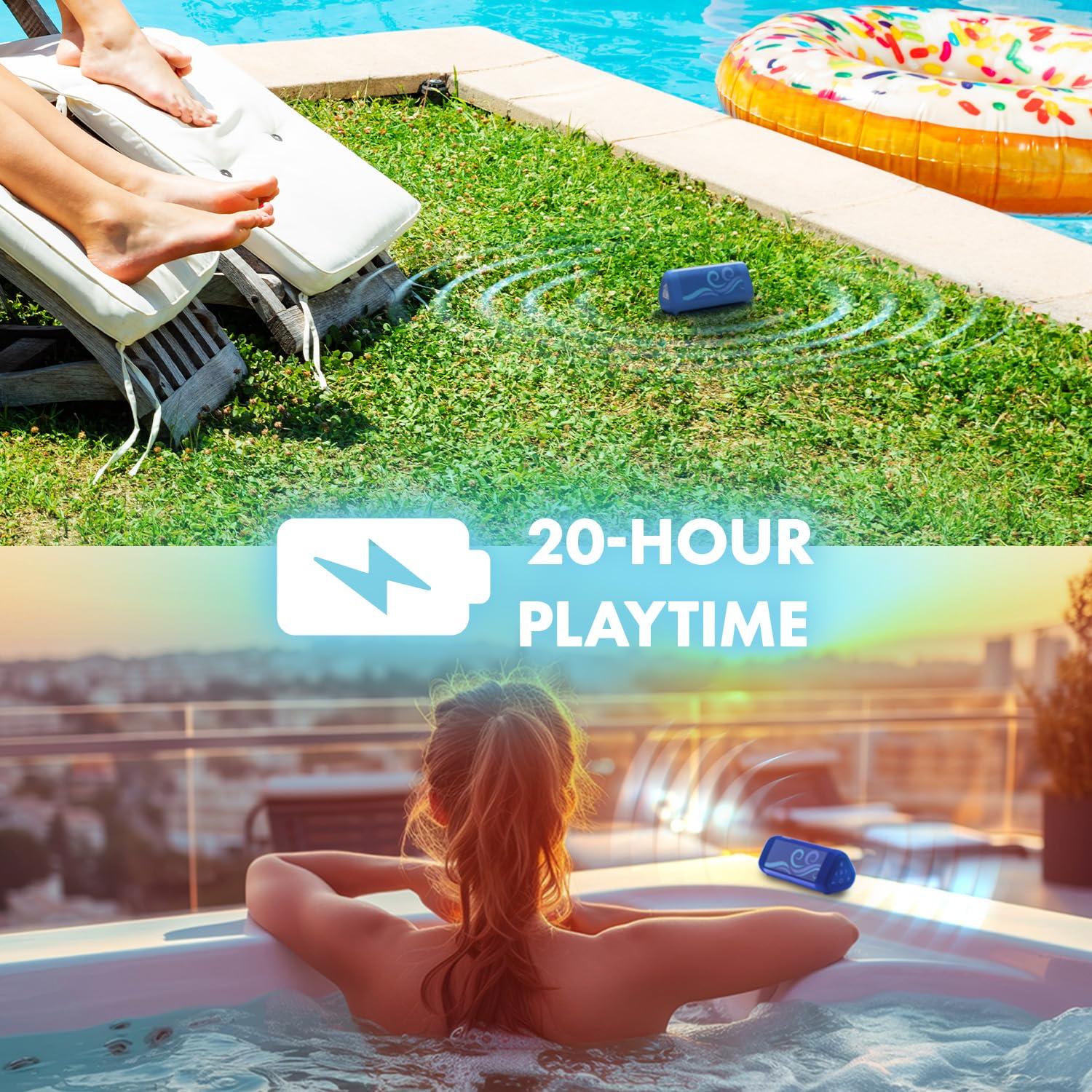 Cambridge Soundworks OontZ Ultra Portable Bluetooth Speaker 5.0 - IPX7 Waterproof, 14W Enhanced Sound, 20-Hr Battery, 100ft Range, Deep Bass and Clear Audio, Durable Shower Speaker for Pool or Beach (SUP Edition, Blue)