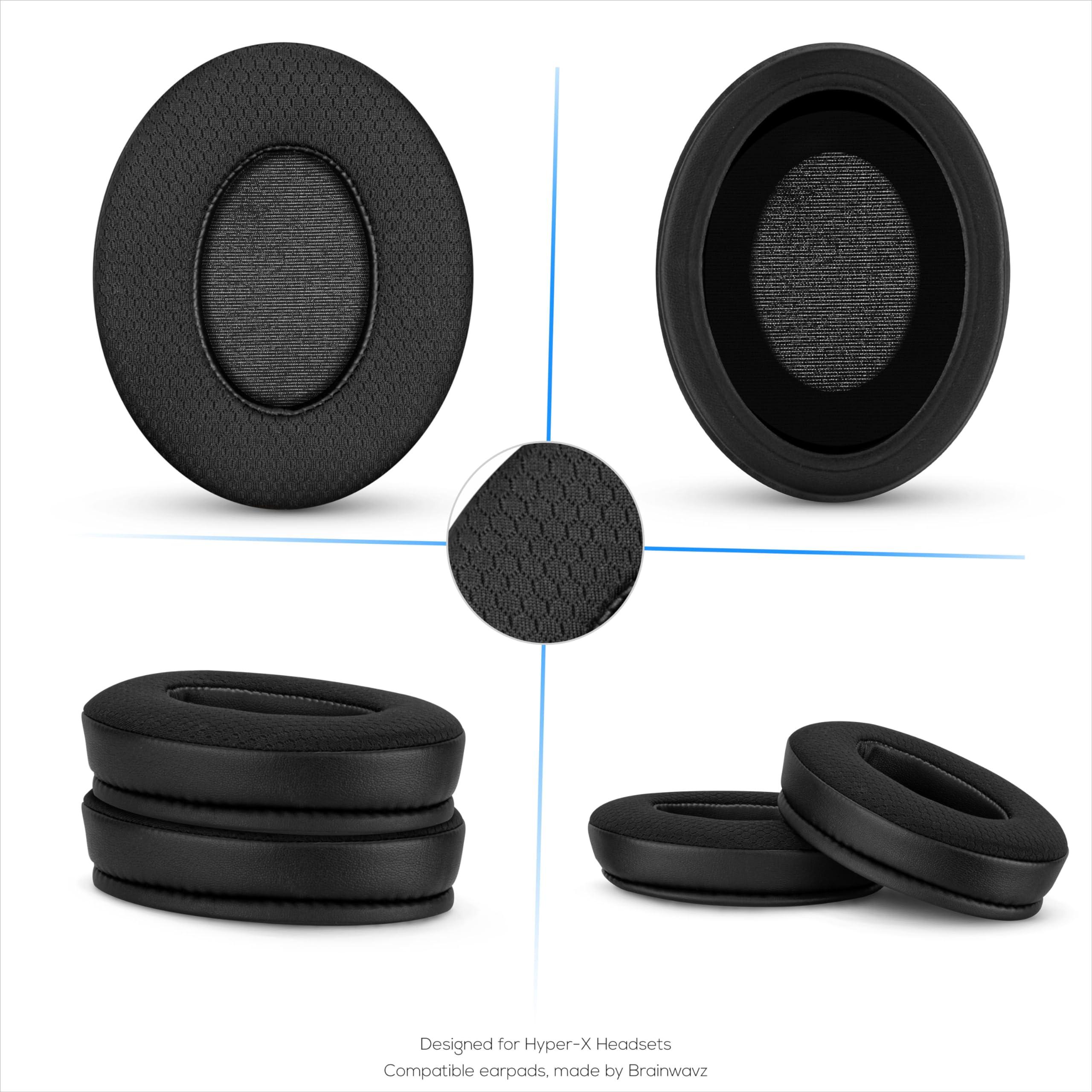 BRAINWAVZ Brainwavz Hybrid Earpads for HyperX Cloud 1, 2/2 Wireless, Core, Flight/Flight S, Alpha/Alpha S Headsets & More, Soft Breathable Fabric, Cooling Gel, Extra Comfort, Durable & Long Lasting