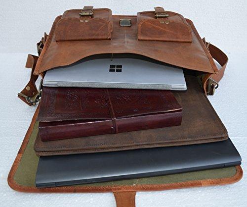 Komal's Passion Leather Leather briefcase laptop bag messenger satchel 16 Inch best Handmade Leather bag by Komal's passion leatherSALE, Brown, Large
