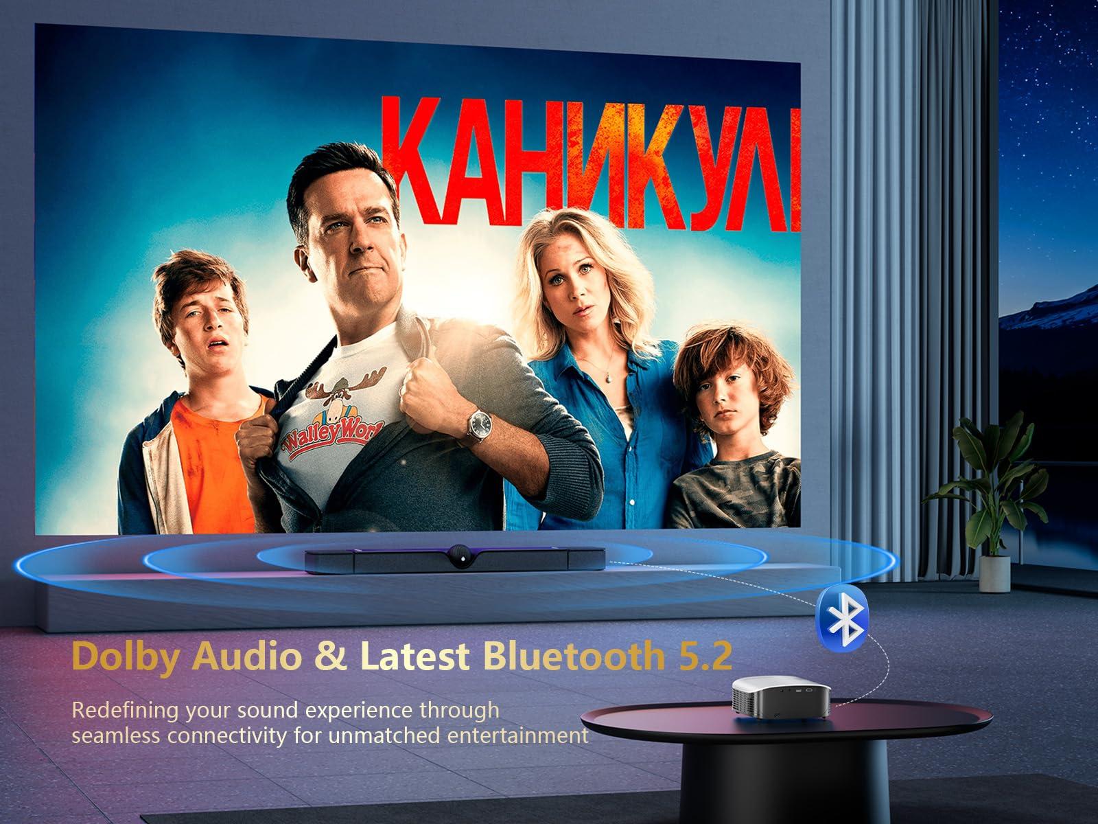 GooDee GooDee Smart 4K Projector with 5G WIFI and Bluetooth, Netflix/Amazn Prime Video Certified, Dolby Audio, Outdoor Projector, 400" Zoom Home Theater Projector Compatible with TV Stick,iOS,Android