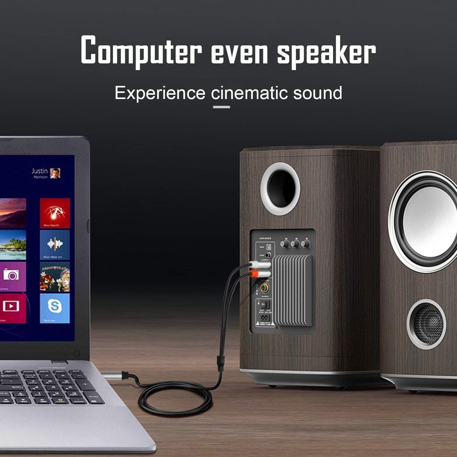 DIGITNOW DIGITNOW 3.5mm 1/8\" TRS to Dual 6.35mm 1/4\" TS Mono Stereo Y-Cable Splitter Cord for Smartphone, Computer, CD Player, Speakers and Home Systems Amplifier, 6.6Ft