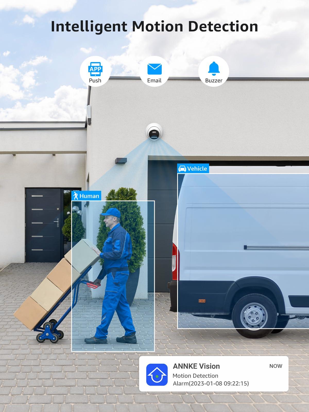 ANNKE ANNKE H800 4K PoE Security Camera System with Audio Recording, 8 Channel 4K H.265+ NVR with 8Pcs 8MP IP Turret Cameras, Wide-Angle, IP67 Weatherproof, 100 FT EXIR Night Vision with Smart IR, 4TB HDD