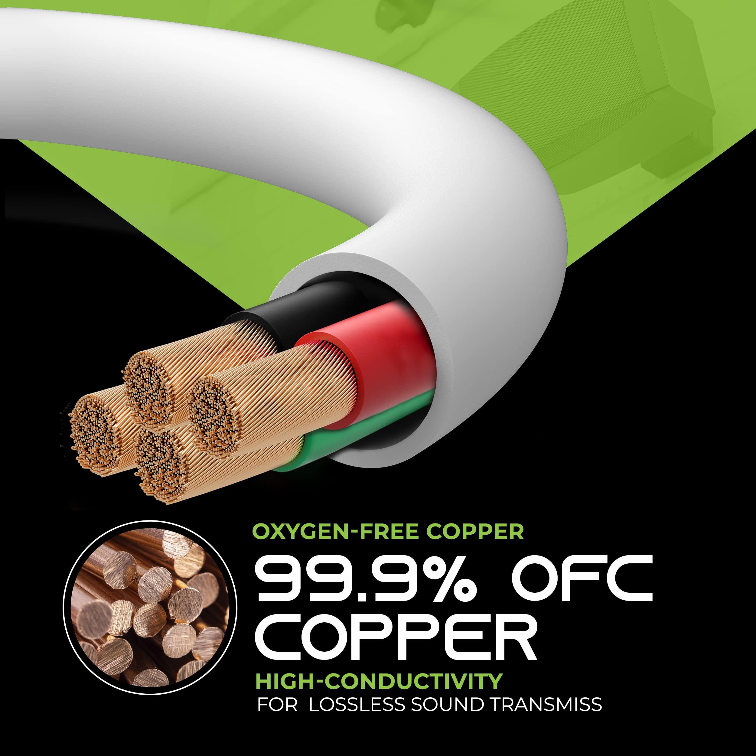 GearIT GearIT 16/4 Speaker Wire (100 Feet) 16AWG Gauge - Fire Safety in Wall Rated Audio Speaker Wire Cable / CL2 Rated / 4 Conductors - OFC Oxygen-Free Copper, White 100ft