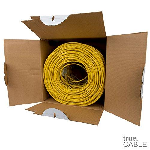 TRUE CABLE trueCABLE Cat6 Riser (CMR), 1000ft, Yellow, 23AWG 4 Pair Solid Bare Copper, 550MHz, PoE++ (4PPoE), ETL Listed, Unshielded Twisted Pair (UTP), Bulk Ethernet Cable