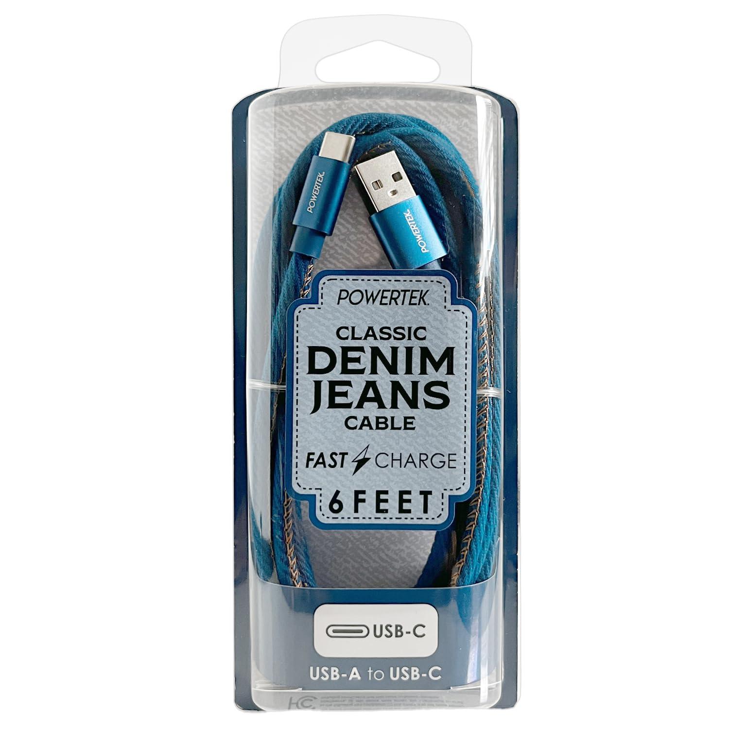 LIQUIPEL LIQUIPEL Powertek Type-C Fast Charger Cable, 6ft USB to Type-C for Galaxy, MacBook, and More, Denim (Blue)