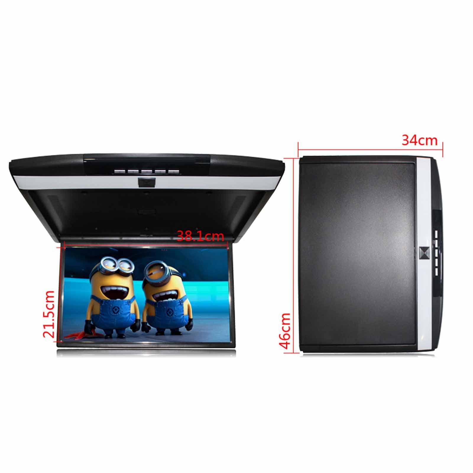 NVYAZJ NVYAZJ Car Flip Down Monitor, 15 inches Large 1080P HD Vehicle Roof Mount Monitor with Remote Control Support Mobile Phone Screen Casting Mechanical Keys, Car Accessories