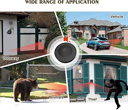 eMACROS eMACROS Long Range Solar Wireless Driveway Alarm Outdoor Weather Resistant Motion Sensor & Detector-Security Alert System-Monitor & Protect Outside Property