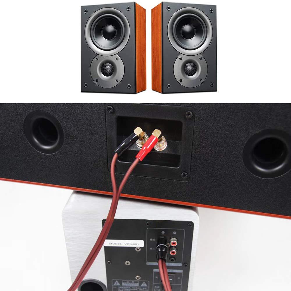 Yuchenfeng Yuchenfeng Gold-Plated RCA to Bare Wire Speaker Cable - 14AWG OFC Copper Audio Cable for Subwoofers, Amps & Home Theater, Dual PVC Shielded, Zero-Noise (3FT 2PCS)