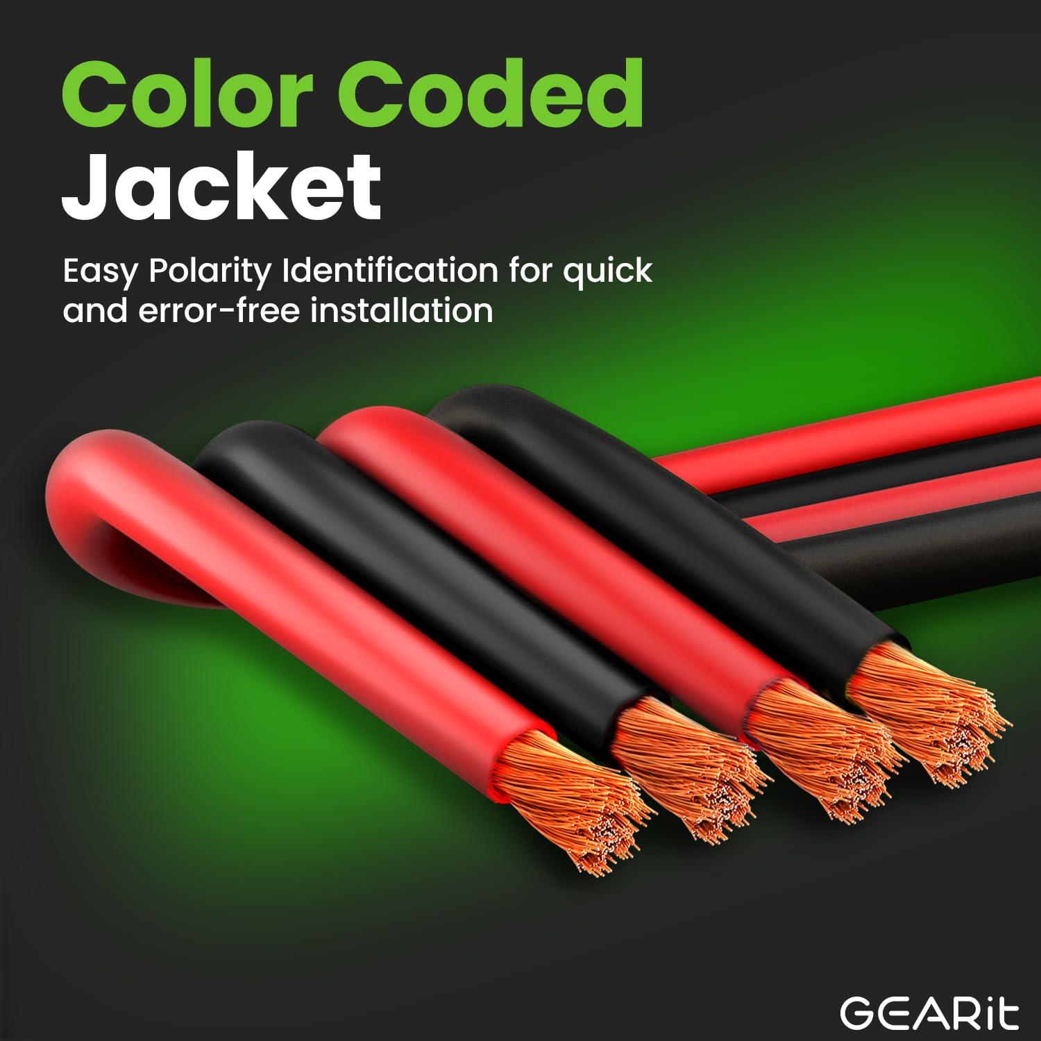 GEARit GEARit 10 Gauge Wire (100ft Each - Black/Red) Copper Clad Aluminum CCA - Primary Automotive Power/Ground for Battery Cable, Car Audio, Trailer Harness, Electrical - 200 Feet Total 10ga AWG Wire