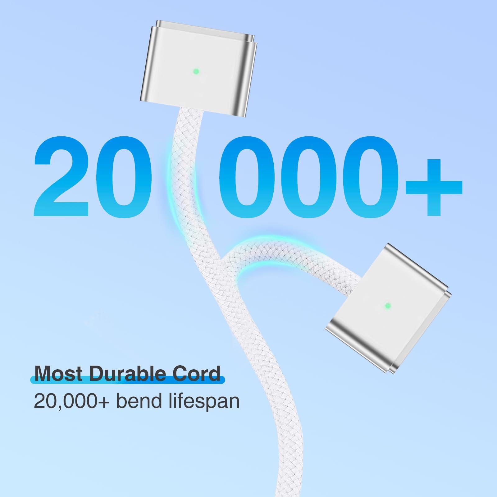 Qacxzer USB-C to Magnetic 3 Cable, 140W Magnetic Safe Charging Cable Compatible with MacBook Pro/Air & M1 M2 M3(Between 2021-2024 14"& 16 inch) - 6.6ft