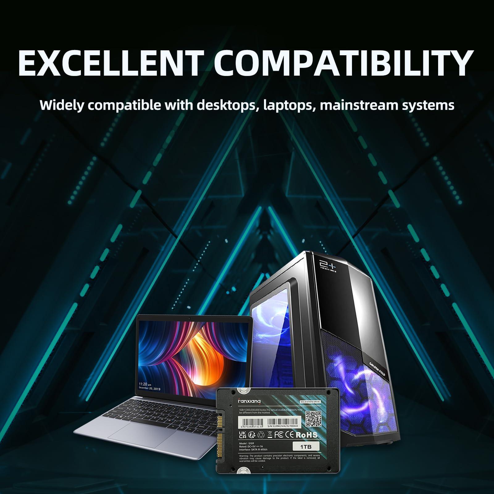 fanxiang fanxiang S109 2.5\" SATA SSD 1TB with DRAM Cache, Up to 560MB/s, Continuous Writing Without Slowing Down, 3D NAND TLC, Internal Solid State Drives