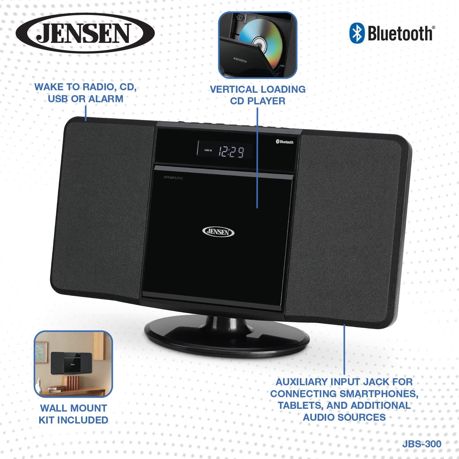 Jensen JENSEN JBS-300 Wall Mountable Bluetooth Music System with MP3 CD Player/Digital AM/FM Stereo Reveiver and Remote Control