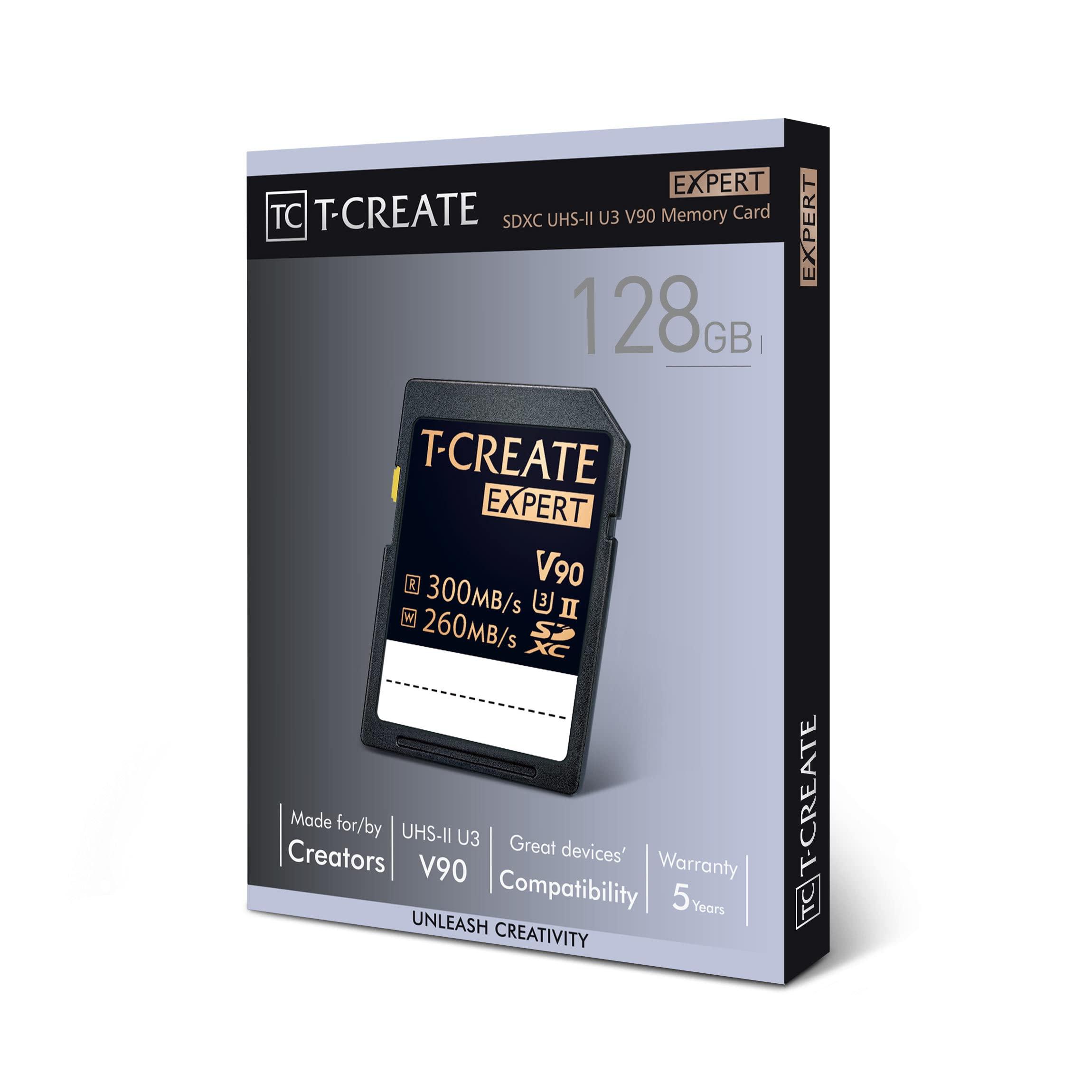 TEAMGROUP TEAMGROUP T-Create Expert 128GB SD Card UHS-II SDXC U3 V90 Read Speed up to 300MB/s, Supports 8K and 4K Videography Compatible with Canon Sony Nikon Panasonic Olympus Digital Camera TTCSDX128GIIV9001