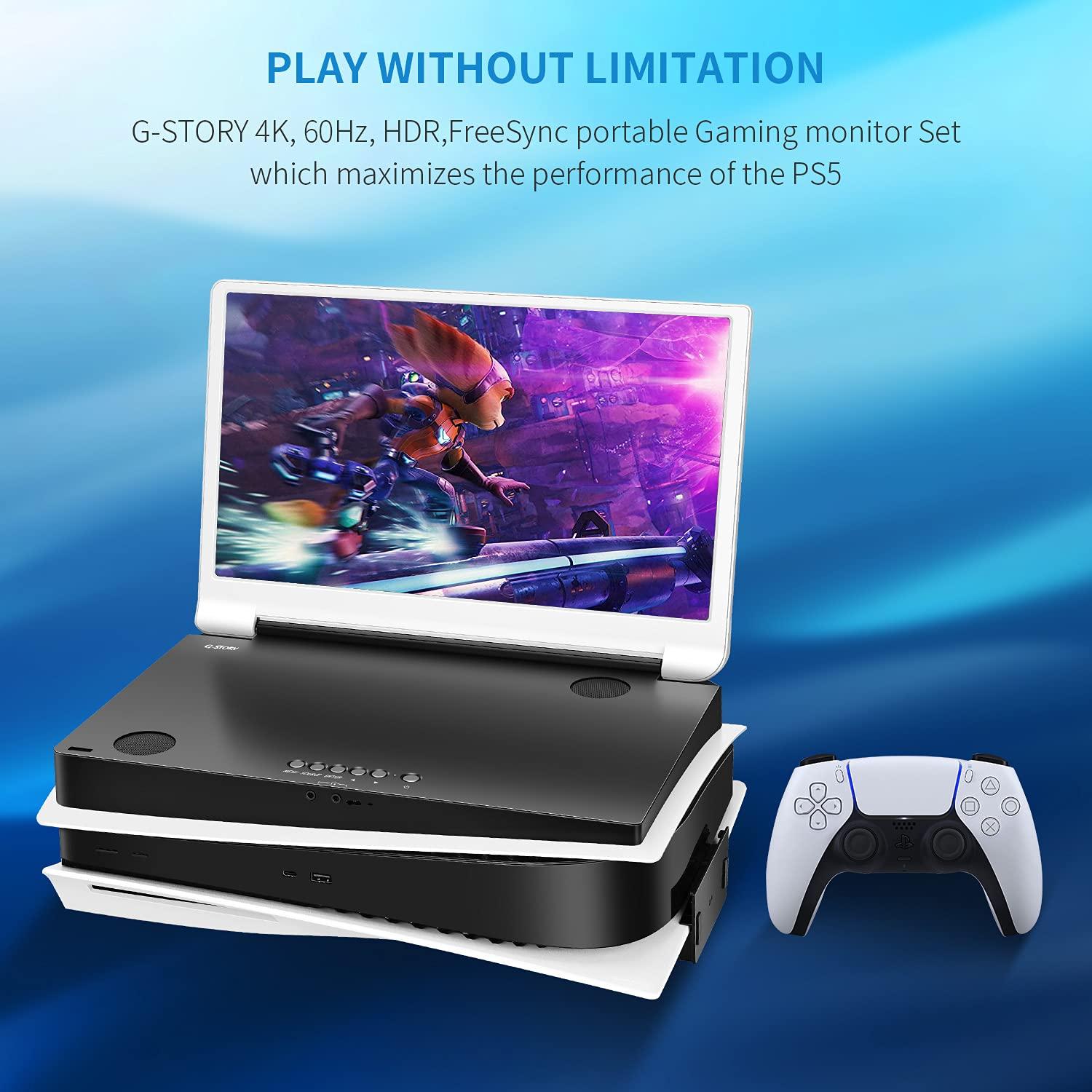 G-STORY G-STORY 15.6" Inch IPS 2K 120Hz Portable Monitor Gaming Display Integrated with PS5(not Included) 2560X1440 with 2 HDMI Ports,FreeSync,Built-in 2 of Multimedia Stereo Speaker,UL (2K&120Hz)