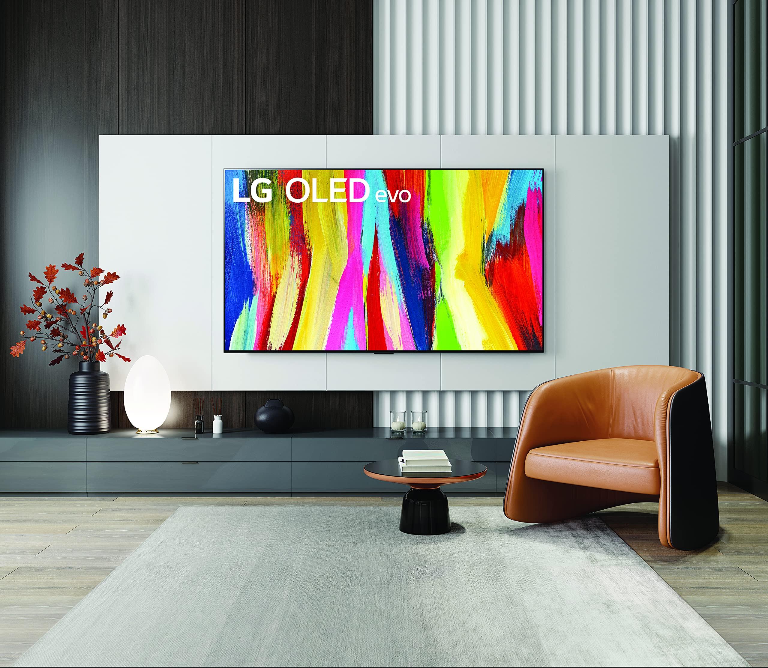 LG LG C2 Series 55-Inch Class OLED evo Smart TV OLED55C2PUA, 2022 - AI-Powered 4K TV, Alexa Built-in, Dark Silver
