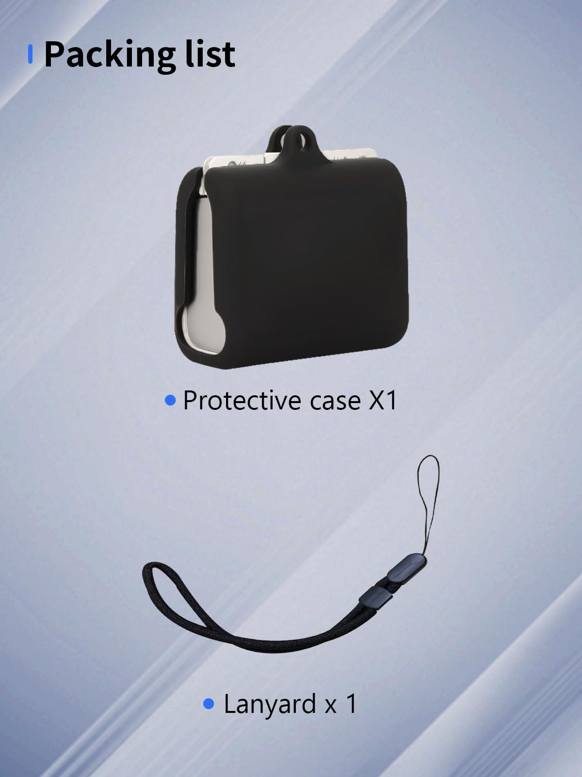 WUNIAK Case for ByteDance Ola Friend AI Agent Earphones 2024,WUNIAK Soft Silicone Protective Portable Scratch Shock Resistant Shell with Cleaner Kit & Carabiner & LanyardBlack