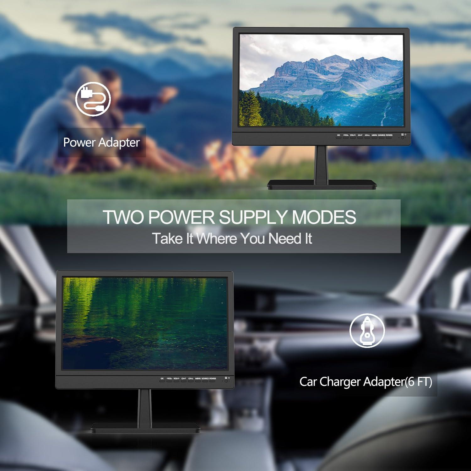 Feihe Feihe 14 inch Small Flat Screen Kitchen TV with Antenna ATSC Tuner/USB/HDMI/AV/VGA, Built-in TV Stand and Remote Control for Car,RV,Camping,Outdoor or Office