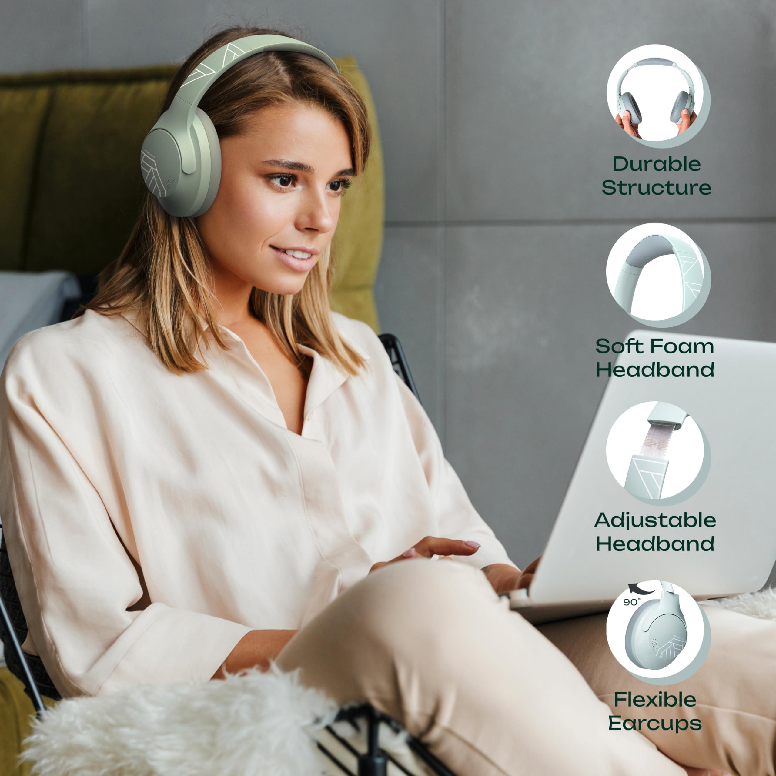 PowerLocus PowerLocus Bluetooth Headphones Over Ear, 50H Playtime with 4 EQ Modes Wireless Headphones with Microphone, HiFi Stereo Deep Bass, Soft Ear Cups, Foldable Lightweight Headset for Travel/Office/Workout