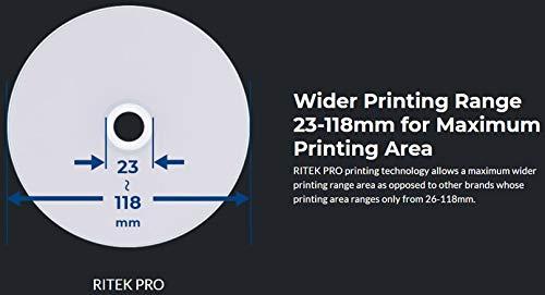 Ritek Pro 100-Pak Ritek Pro CD-R 52X 700MB 80Min Professional Grade Watershield Water Resistant Glossy White Inkjet Hub Printable Blank Recordable Disc in Cakebox (2 x 50-Pak)