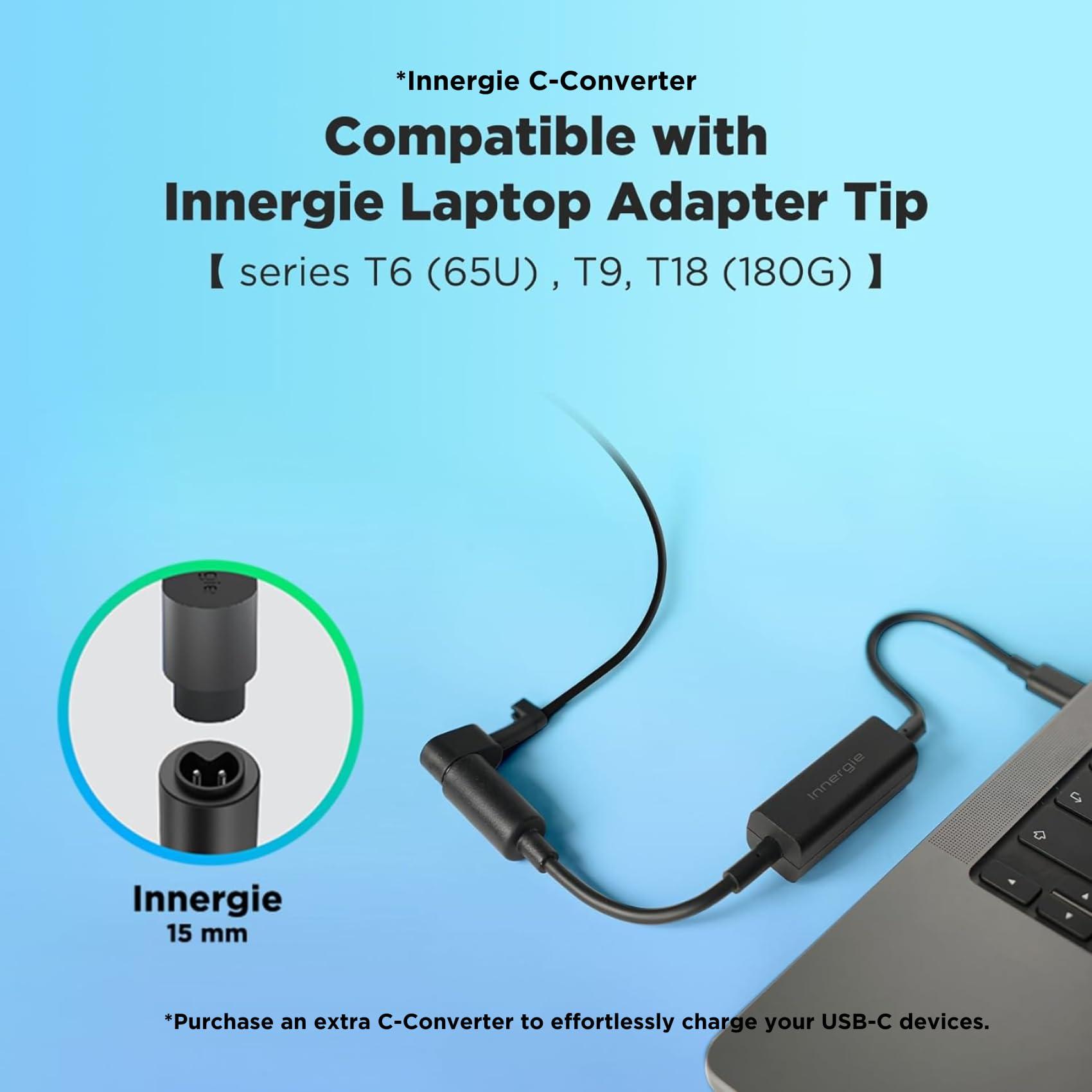 Innergie Innergie 65U 65W Universal Laptop Charger Power Adapter - Compatible with Acer/MSI/ASUS/Lenovo/HP/Windows PC Notebooks 2.3m Built in Cable with Tips, UL & IEC 62368-1 Certified (Delta Electronics)