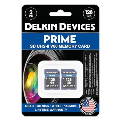 Delkin Devices Delkin Devices Prime 128GB 2PK SDXC UHS-II (U3/V60) Memory Cards High Endurance for 8K, 4K, Full HD, and RAW Burst | Compatible with DSLR and Digital Cameras