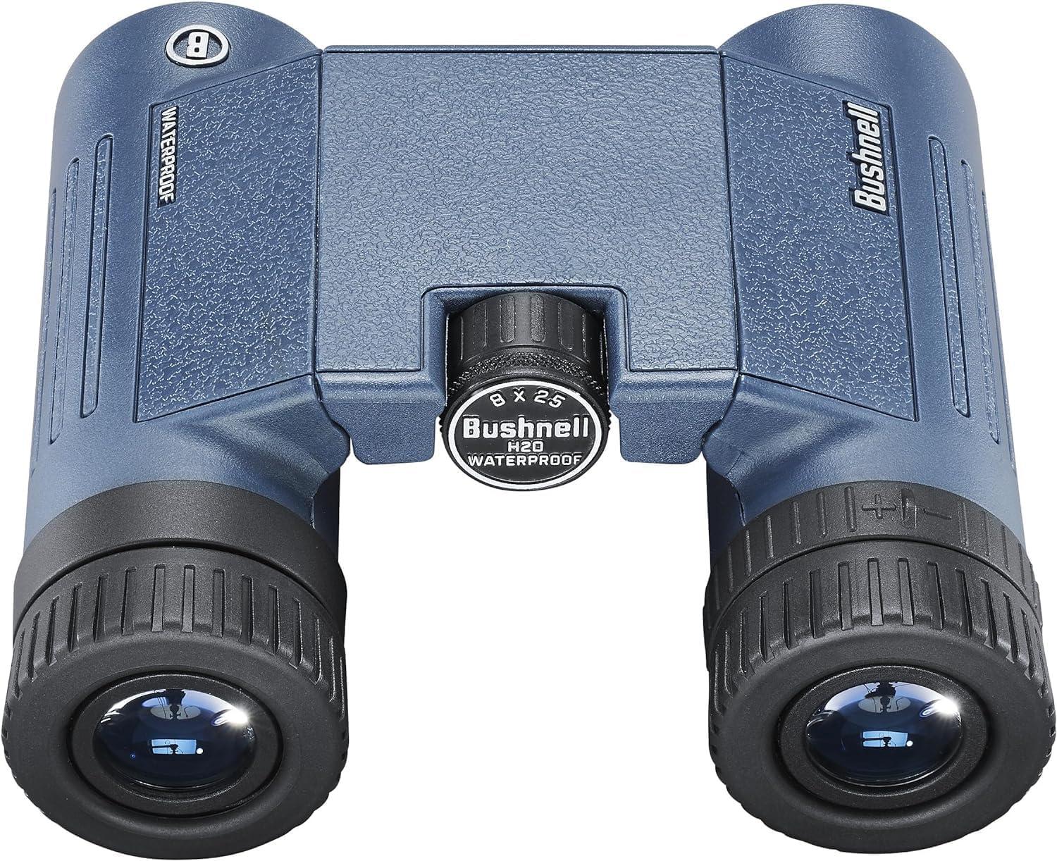Bushnell Bushnell H2O 8x25mm Binoculars, Waterproof and Fogproof Binoculars for Boating, Hiking, and Camping + Harness + Microfiber Cleaning Cloth