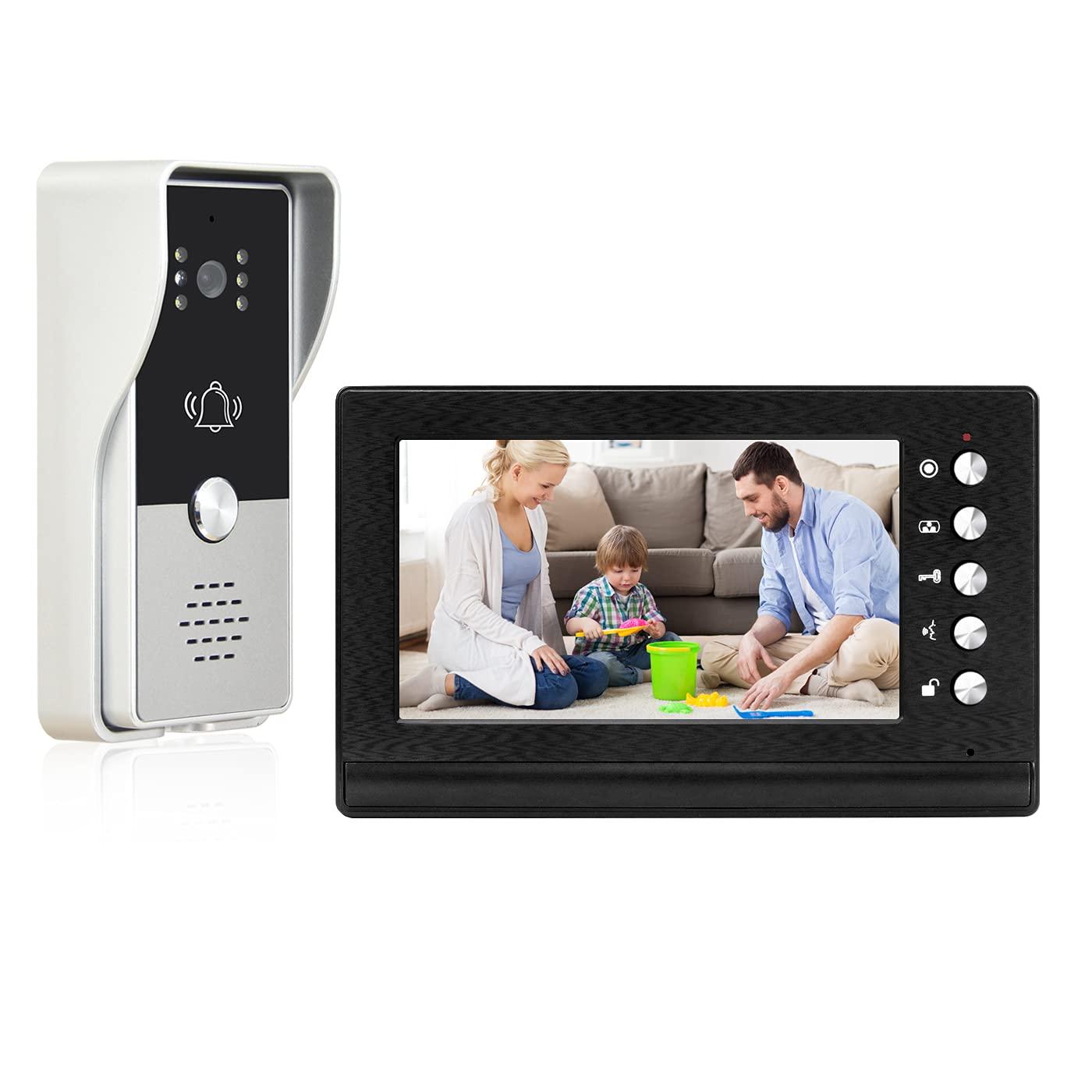 toncont Video Intercom Door Phone System, Outdoor Camera + Indoor Monitor + Power Supply Control for Home Apartment office