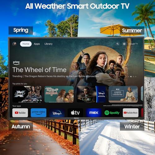 SYLVOX SYLVOX 50 Inch Outdoor Smart Television Weatherproof Google TV, 4K 700NIT High Brightness Temperature Resistant IP55 Waterproof TVs, Anti-Scratch, Suitable for Partial Sun (Patio Series)