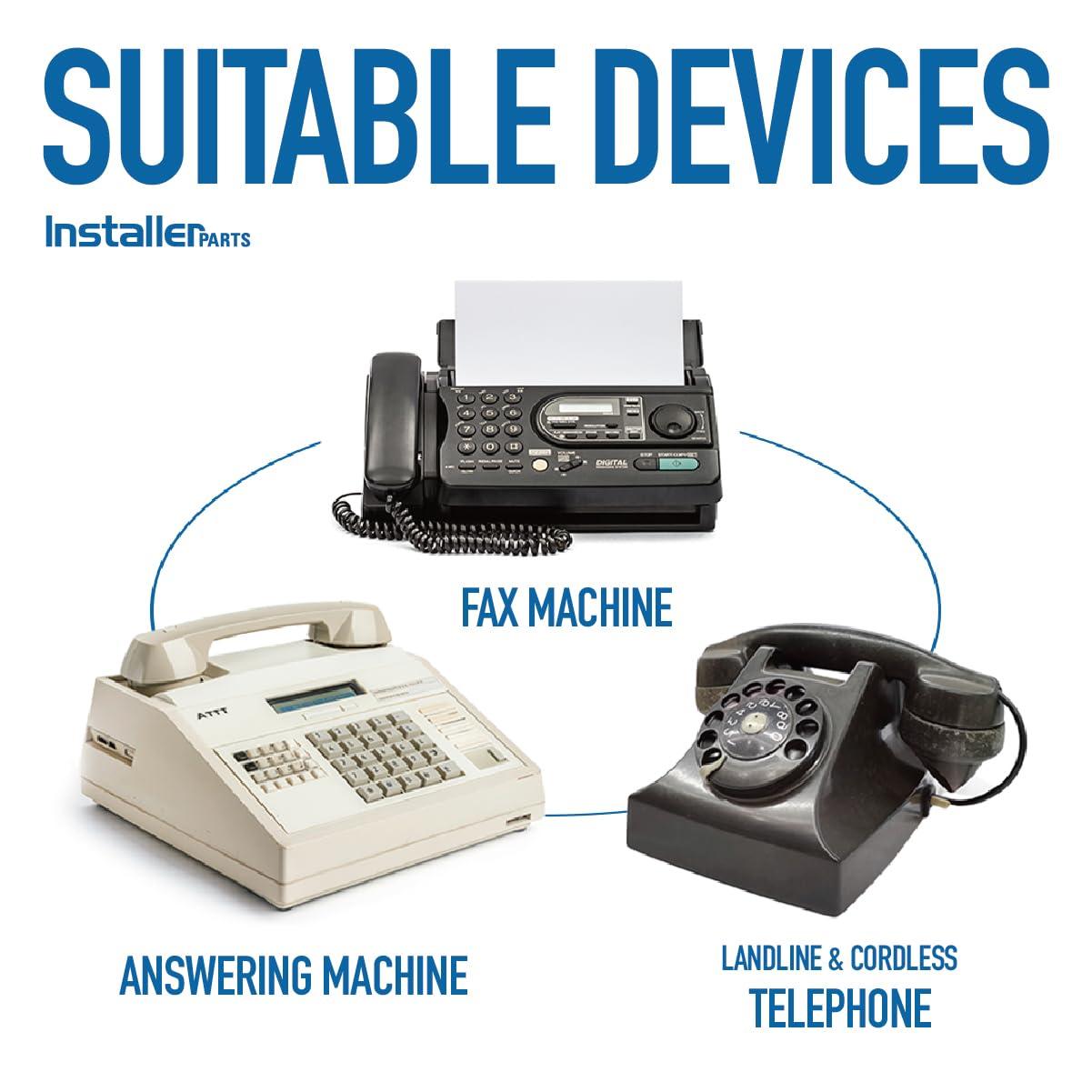 InstallerParts InstallerParts DSL Modem Phone Filter - for Interference Elimination and Static Noise Blocker | for Answering Machine, Fax Machine, Telephones Landline Cordless | 10 Pack, White DSL Phone Filter