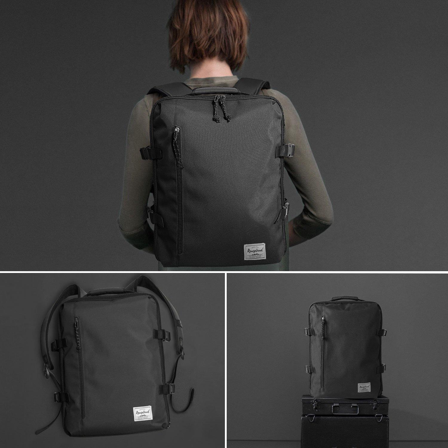 Rangeland Rangeland New Business Trip Backpack 21L Flight Approved Carry on Daypack 15-inch Laptop Notebook, Travel Commute Gym Sport, All Black